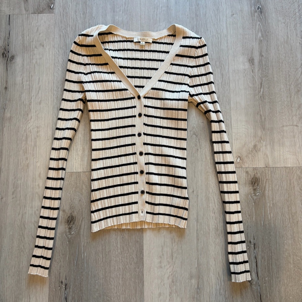 Z Supply Black and Cream Striped Top